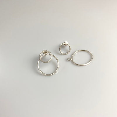 unika, smykker, håndlavede smykker, 925 sterling sølv, 2-i-1 øreringe, øreringe, matte øreringe