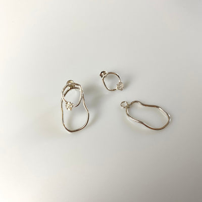 unika, smykker, håndlavede smykker, 925 sterling sølv, 2-i-1 øreringe, øreringe